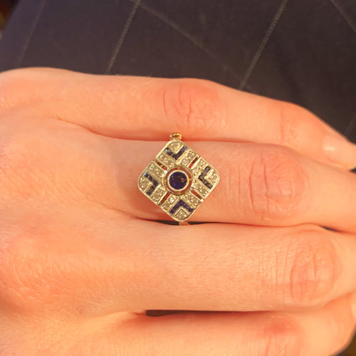 Bague 53 Bague Losange Saphirs Diamants 58 Facettes