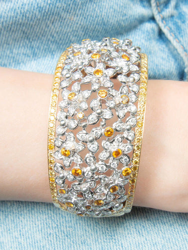 Bracelet BRACELET JONC "FLORALE" OR & DIAMANTS 58 Facettes 210042