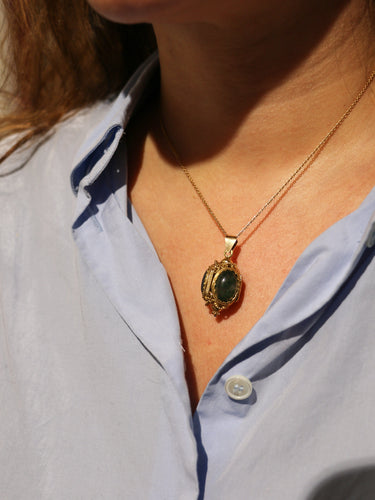 Pendentif Pendentif lanterne cabochons d’agate mousse 58 Facettes