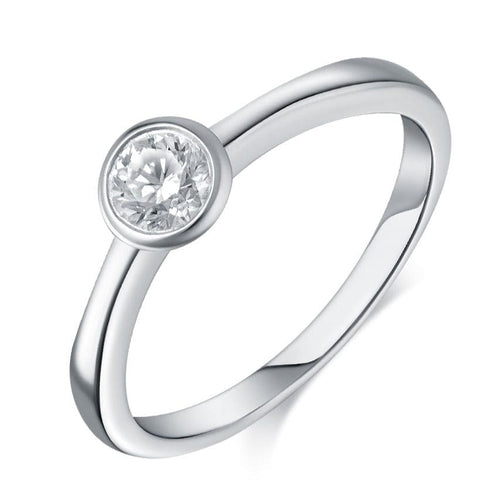 Bague 53 Solitaire diamant, or blanc 58 Facettes 0