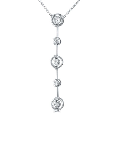 Pendentif Collier en Or blanc 18 carats, diamants  0,17ct 58 Facettes