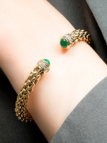 Bracelet Bracelet Jonc Or Jaune, Diamants et Emeraudes 58 Facettes 110022