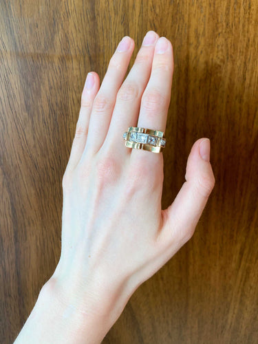 Bague 54 Bague Tank 2 ors, diamants taille ancienne 58 Facettes