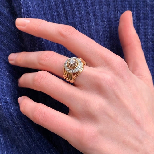 Bague 49 Bague 2 ors Diamants motif godronné tressé 58 Facettes JB22