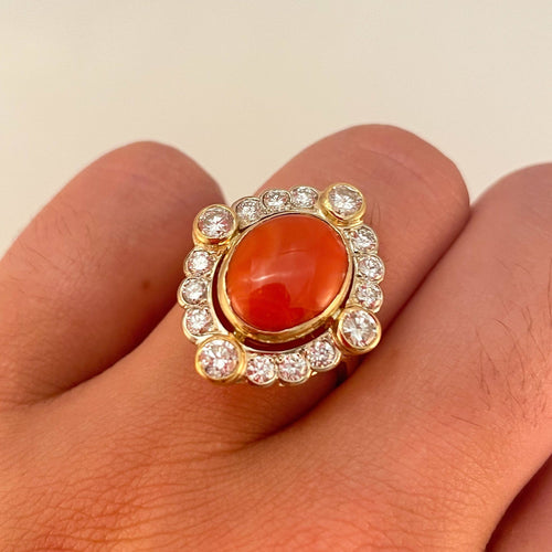 Bague Bague Corail Diamants 58 Facettes 0