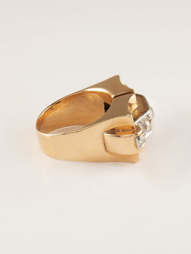 Bague 54 Bague Tank 2 ors, diamants taille ancienne 58 Facettes