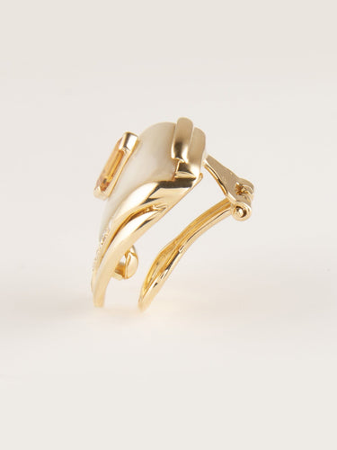 Boucles d'oreilles Boucles d'Oreilles Clips, Or Jaune, Diamants, Nacres et Citrines 58 Facettes