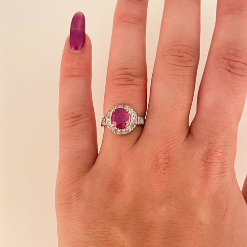 Bague 54 Bague Platine Rubis Diamants 58 Facettes 1