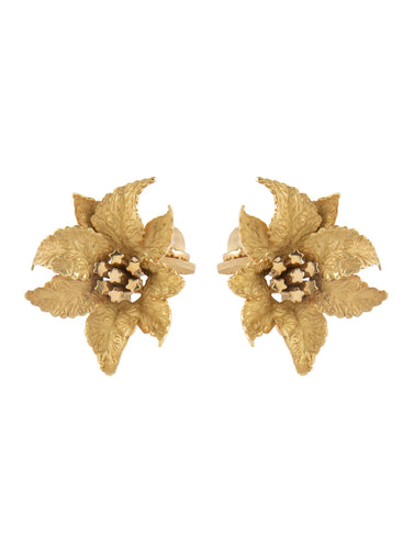 Boucles d'oreilles Hermès - Clips d'oreilles Fleur Or Jaune 58 Facettes