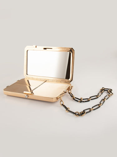 Collier Boucheron - Minaudière art déco or jaune, diamants et émail 58 Facettes