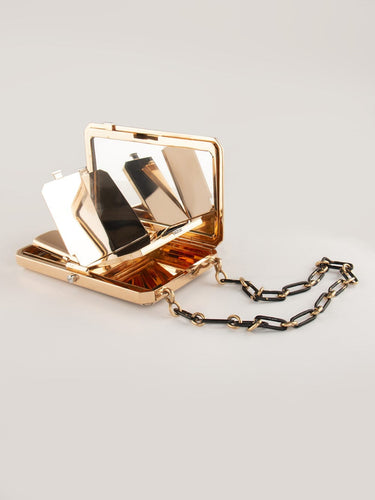 Collier Boucheron - Minaudière art déco or jaune, diamants et émail 58 Facettes