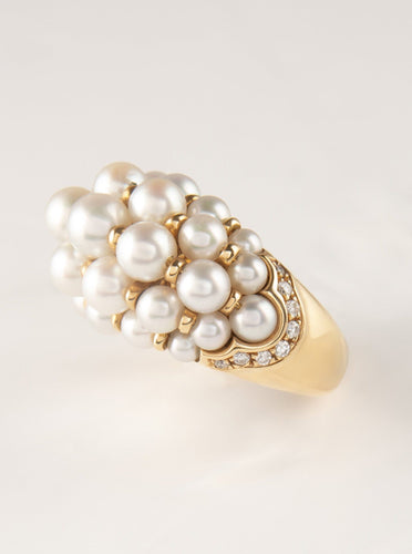 Bague 52 Cartier - Bague Demi-Jonc "Andromaque" perles et diamants 58 Facettes