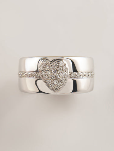 Bague 52 Mauboussin - Bague Coeur Pavage Diamants Or Blanc 58 Facettes