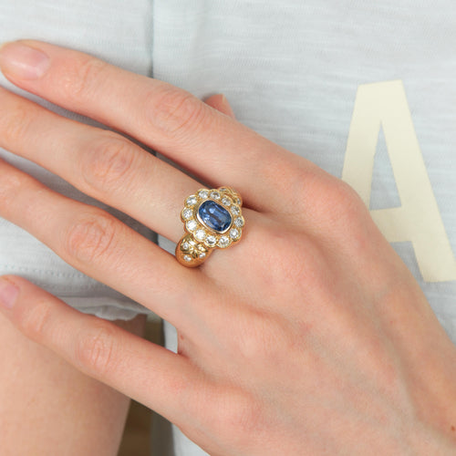 Bague Bague Marguerite Saphir Diamants Or jaune 58 Facettes