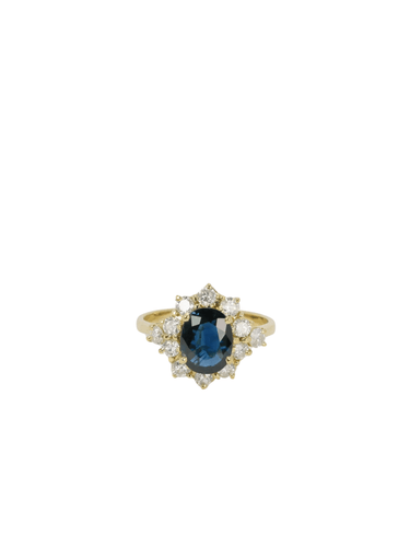 Bague 52 Bague marguerite Or jaune Saphir Diamants 58 Facettes J149