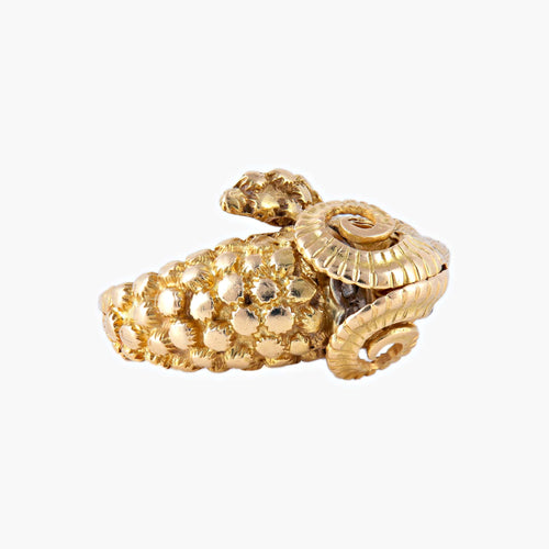 Bague 49 Bague tête de bélier "ZOLOTAS" en or jaune 58 Facettes P8L4