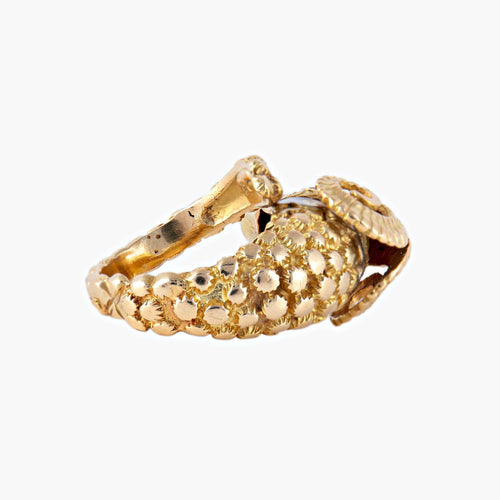 Bague 49 Bague tête de bélier "ZOLOTAS" en or jaune 58 Facettes P8L4