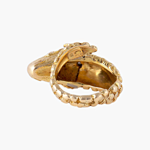 Bague 49 Bague tête de bélier "ZOLOTAS" en or jaune 58 Facettes P8L4