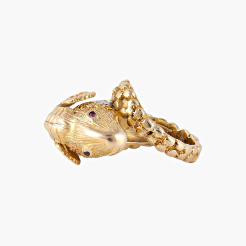 Bague 49 Bague tête de bélier "ZOLOTAS" en or jaune 58 Facettes P8L4