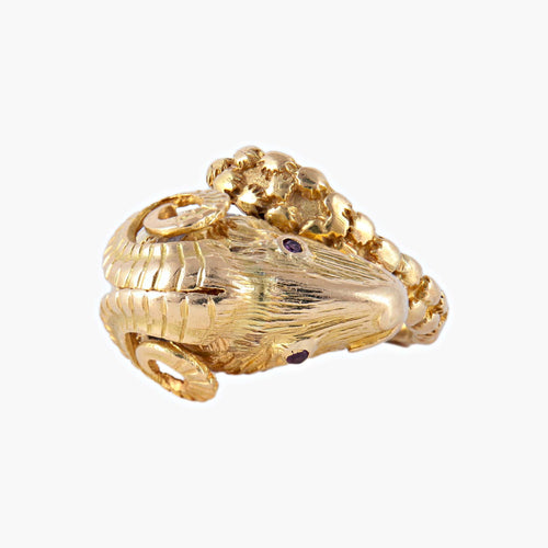 Bague 49 Bague tête de bélier "ZOLOTAS" en or jaune 58 Facettes P8L4