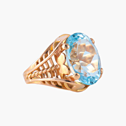 Bague 52 Bague Art Déco or rose et topaze bleue 58 Facettes P2L17