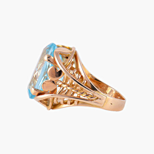 Bague 52 Bague Art Déco or rose et topaze bleue 58 Facettes P2L17