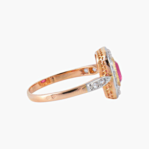 Bague 59.5 Bague Marguerite diamants et rubis 58 Facettes P5L3