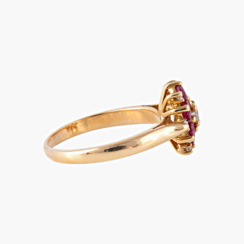 Bague 55 Bague Marguerite diamants et rubis 58 Facettes P6L12
