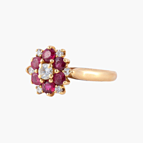 Bague 55 Bague Marguerite diamants et rubis 58 Facettes P6L12