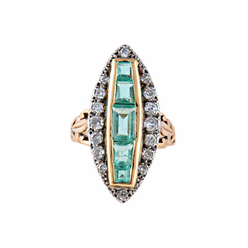 Bague 49 Bague Marquise émeraudes et diamants 58 Facettes P5L4