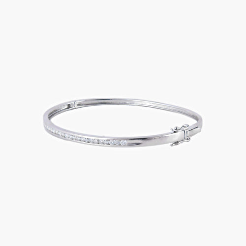 Bracelet Bracelet jonc en or blanc et diamants 58 Facettes