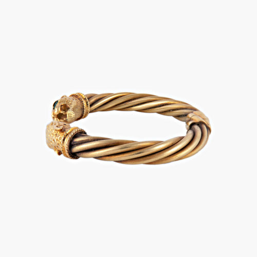 Bracelet Jonc torsadé 2 têtes de panthères 58 Facettes P8L3