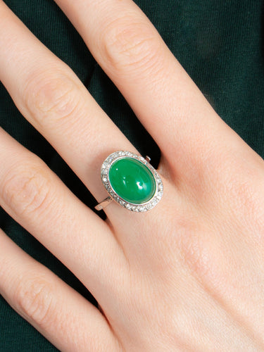 Bague 52 Bague Art Déco Chrysoprase Diamant 58 Facettes