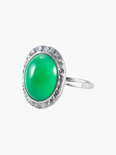 Bague 52 Bague Art Déco Chrysoprase Diamant 58 Facettes