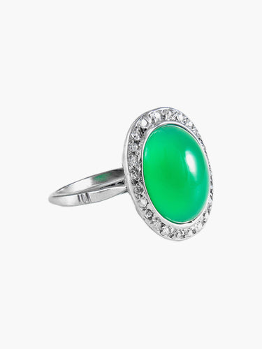 Bague 52 Bague Art Déco Chrysoprase Diamant 58 Facettes