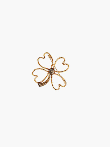 Broche Broche Art Déco Trèfle à quatre feuilles 58 Facettes