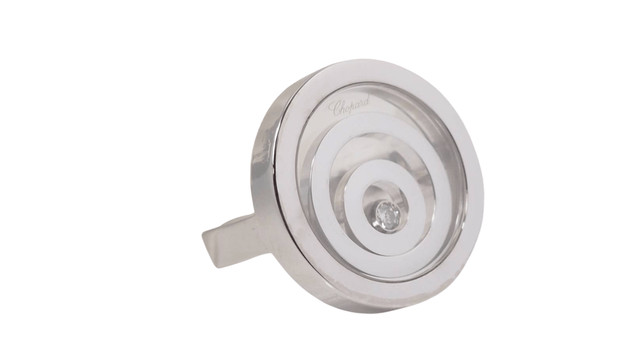 Bague 51.5 Bague Chopard Happy Spirit en or blanc 58 Facettes