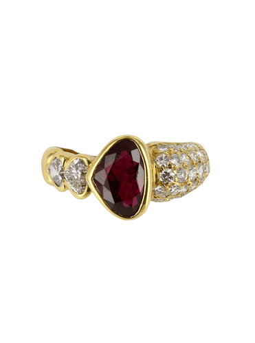 Bague 58 Bague rubis et diamants en or jaune 58 Facettes