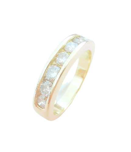 Bague Demi Alliance Diamants 0,70 carat Or Jaune 58 Facettes AA 1612