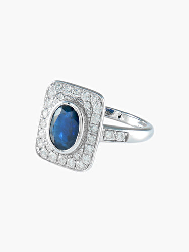 Bague 54 BAGUE  OR BLANC SAPHIR/DIAMANTS 58 Facettes 418 50070