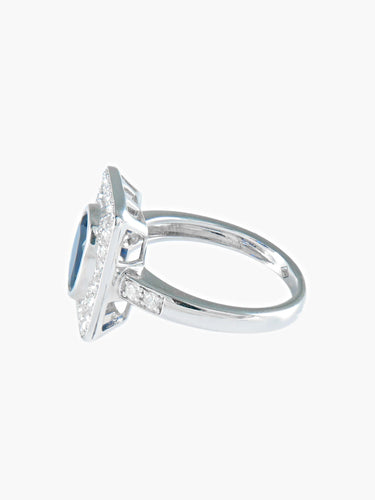 Bague 54 BAGUE  OR BLANC SAPHIR/DIAMANTS 58 Facettes 418 50070