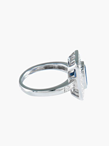 Bague 54 BAGUE  OR BLANC SAPHIR/DIAMANTS 58 Facettes 418 50070