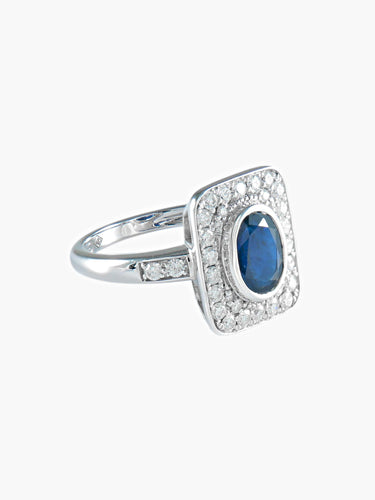 Bague 54 BAGUE  OR BLANC SAPHIR/DIAMANTS 58 Facettes 418 50070
