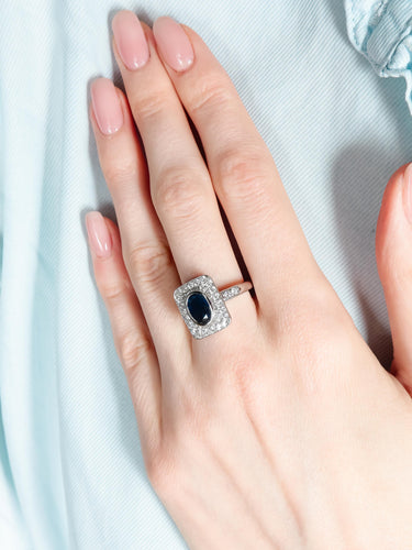 Bague 54 BAGUE  OR BLANC SAPHIR/DIAMANTS 58 Facettes 418 50070
