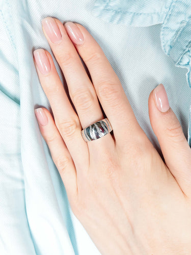 Bague 52 BAGUE JONC OR GRIS DIAMANTS EN VAGUE 58 Facettes 413 50016