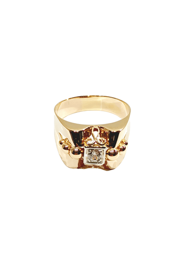 Bague 56 Bague Tank Or rose Saphir Blanc 58 Facettes