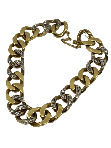 Bracelet Bracelet CARTIER en or jaune maillons gourmette sertis de diamants 58 Facettes