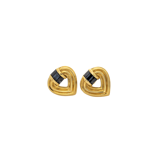 Boucles d'oreilles Boucles d'oreilles Cœur or jaune et saphirs 58 Facettes 27258