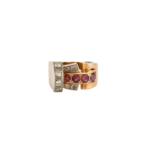Bague BAGUE TANK DIAMANTS RUBIS 58 Facettes