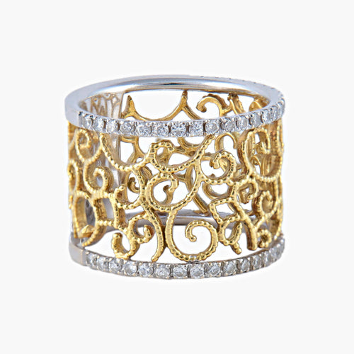 Bague 55 Bague Dentelle bicolore Diamants 58 Facettes
